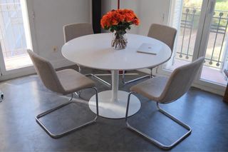4 Sillas IKEA Tela Beige y Metal