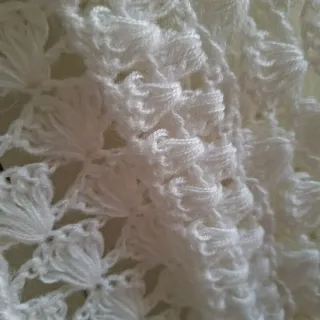Scialle uncinetto lana bianco nuovo