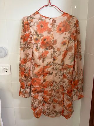 Vestido floral naranja y rosa talla M