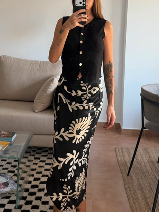 Falda midi satinada pareo