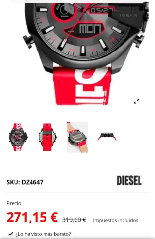 Reloj Diesel Correa Roja y Plata