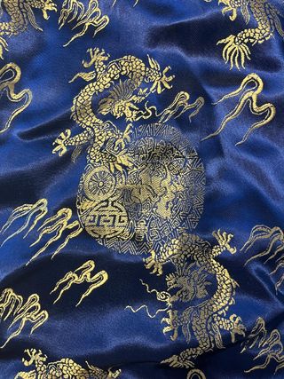 Kimono Vintage Dragones Azul y Dorado