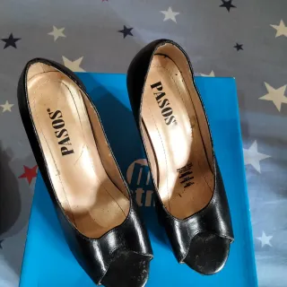 Zapatos PASOS Negros Tacón Peep Toe