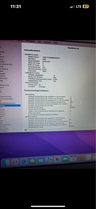 MacBook Air 13” (2017) Solo 40 ciclos de batería