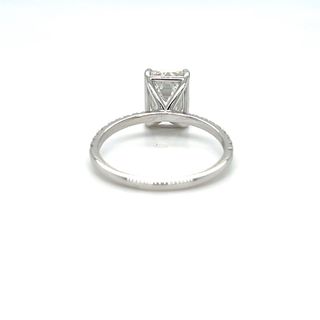 Anillo Oro Blanco 14k Diamantes Corte Esmeralda