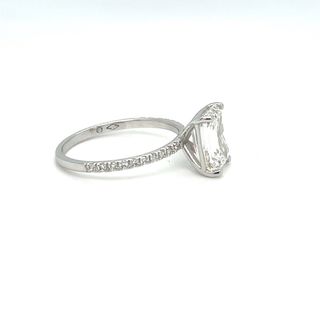 Anillo Oro Blanco 14k Diamantes Corte Esmeralda