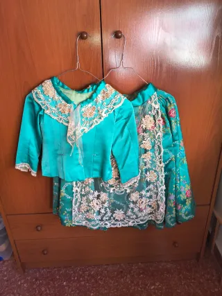 Traje Fallera Niña Verde Flores 3-6 años