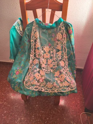 Traje Fallera Niña Verde Flores 3-6 años