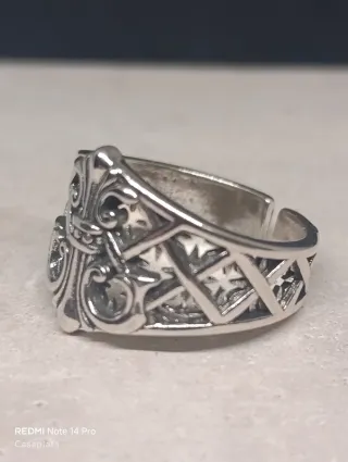 Anillo hombre plata S925 "Flor de Lis" Abierto 319