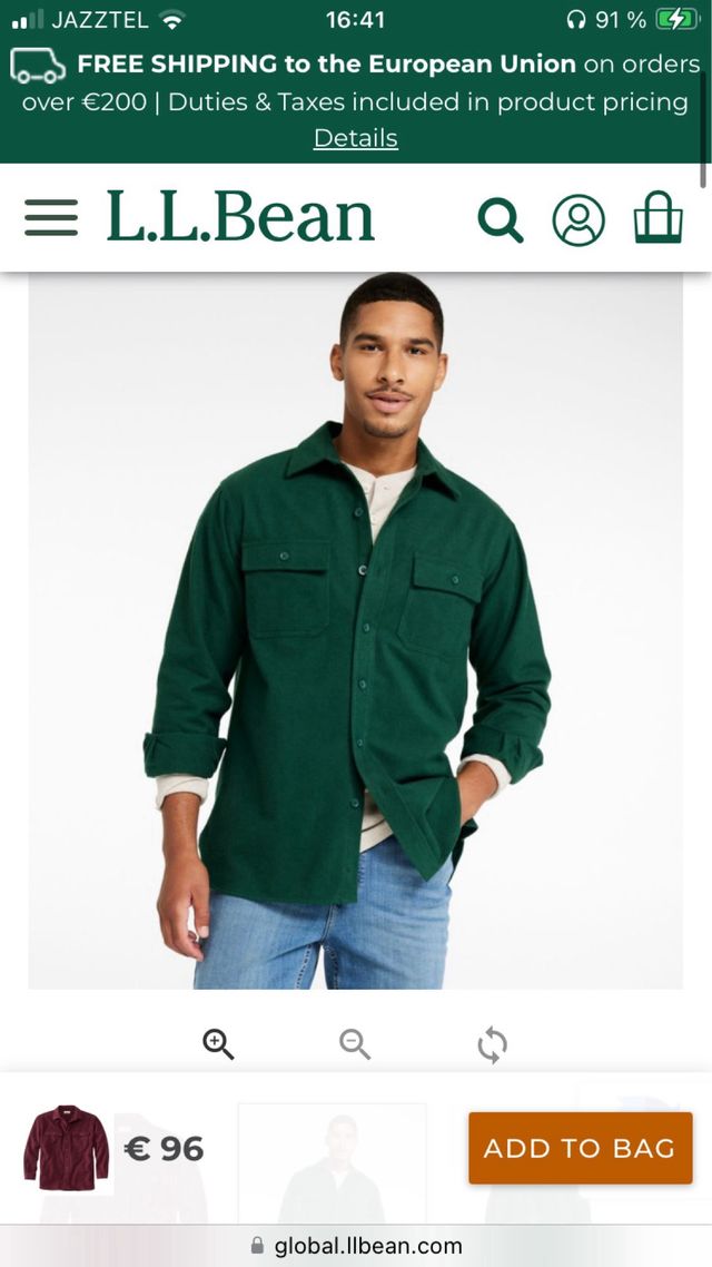 Camisa Franela L.L.Bean Roja