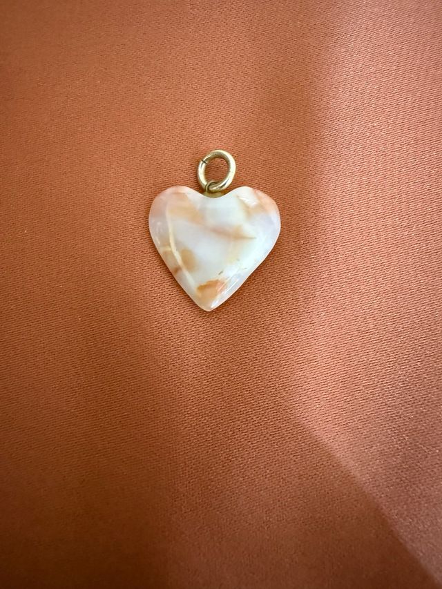 Colgante Corazón Gema Naranja y Blanco