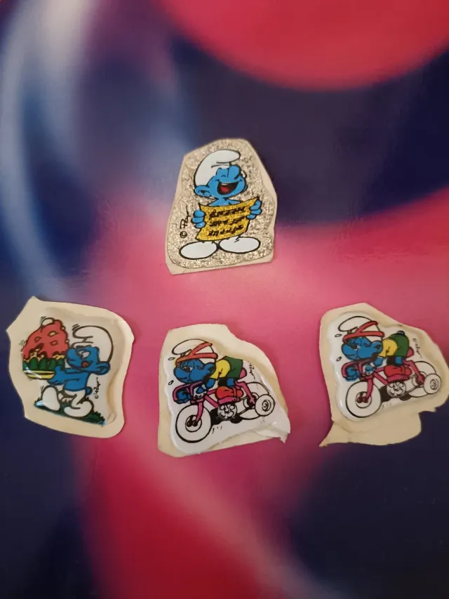 3 cromos los pitufos Matutano