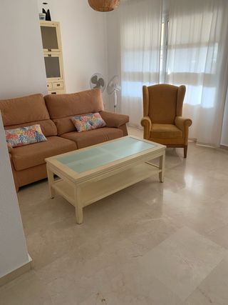 Mesa de centro madera y cristal 120x60cm