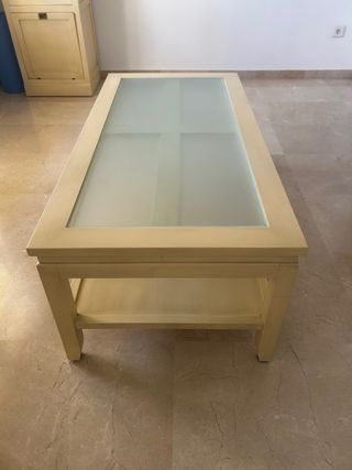 Mesa de centro madera y cristal 120x60cm