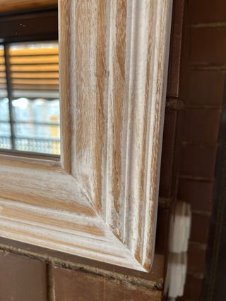 Espejo Marco Madera Beige y Blanco