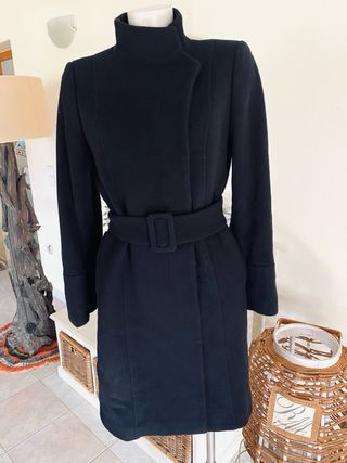 Abrigo Lana Massimo Dutti Talla 42 Negro