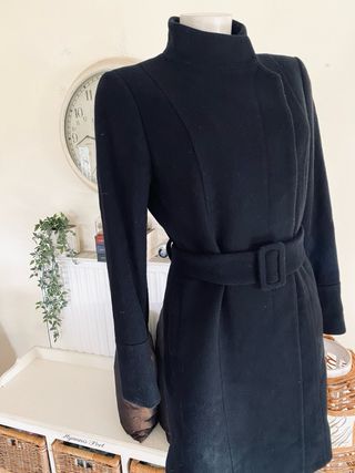 Abrigo Lana Massimo Dutti Talla 42 Negro