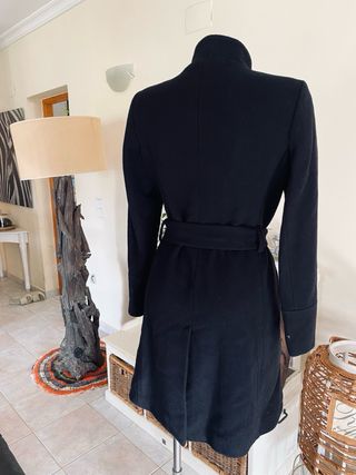 Abrigo Lana Massimo Dutti Talla 42 Negro