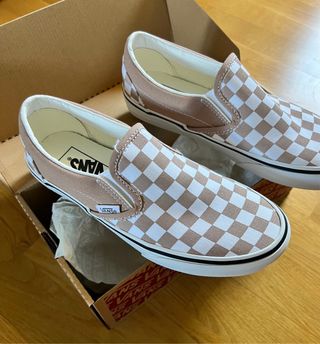 Zapatillas Vans Slip-On Cuadros Beige/Blanco