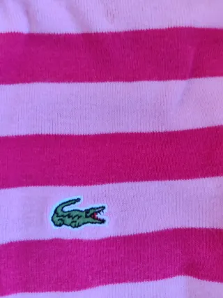 Polo Lacoste Rayas Fucsia y rosa,  Manga Larga