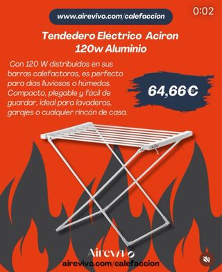 Tendedero Eléctrico Aciron 120w Aluminio