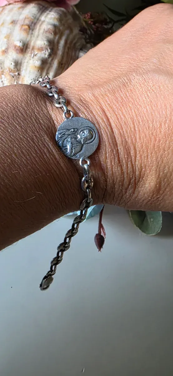 Pulsera Escapulario Plata años 80