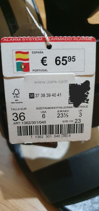 Sandalias tacón tiras Zara negro talla 36