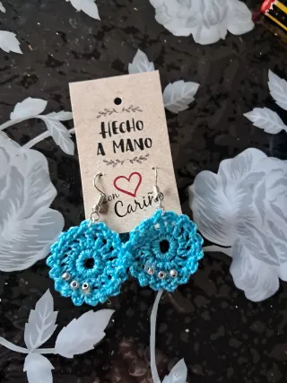 Pendientes Rueda Turquesa Crochet