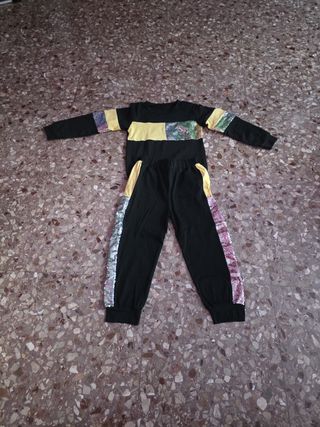 Completo bimba nero con paillettes