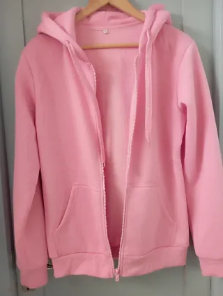 Sudadera rosa con capucha y cremallera