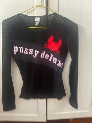 Camiseta negra transparente manga larga