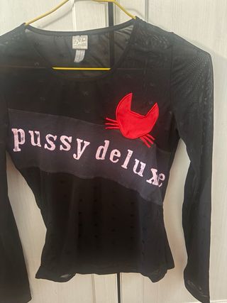 Camiseta negra transparente manga larga