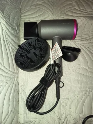 Secador de pelo Flintronic gris y rosa