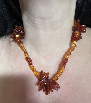 Collana ambra marrone e arancione
