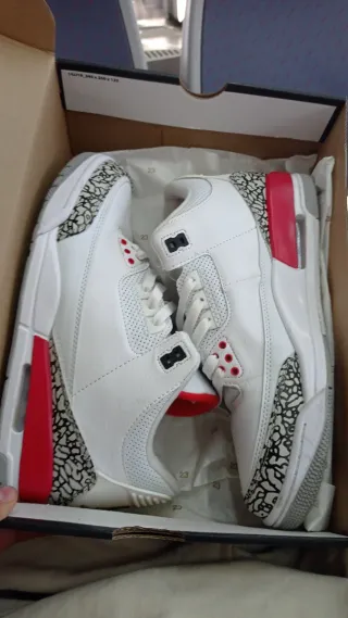 Tenis Jordan 3 Blanco Rojo