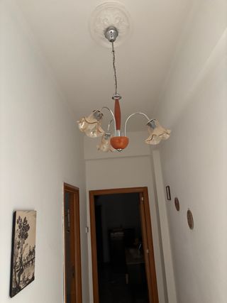 Lampadario legno e acciaio 3 luci