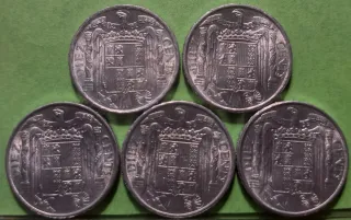 Brillo Original, Lote 5 Monedas 10 Céntimos 1945