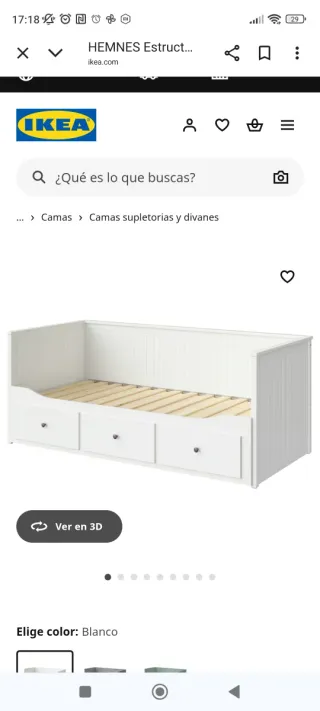 Diván Cama Ikea Blanco con Cajones. Hemnes