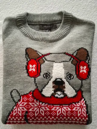 Maglione Primark bulldog natalizio taglia M unisex
