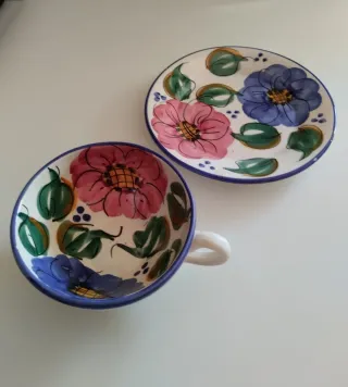 Tazón y plato decorado floral