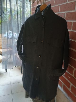 Abrigo oversize gris mujer