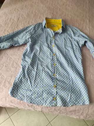 Camicia ragazzo fantasia floreale blu e gialla