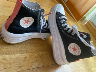 Converse plataforma negras y rosas