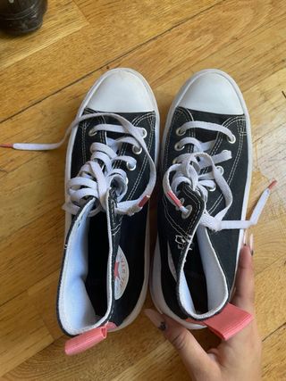 Converse plataforma negras y rosas