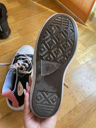 Converse plataforma negras y rosas