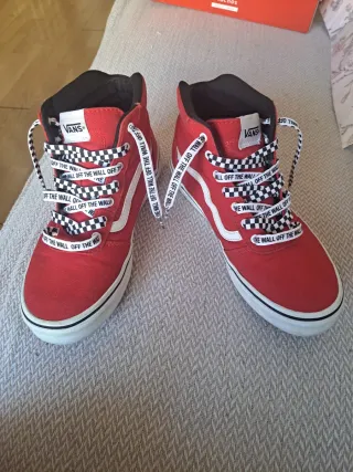 Zapatillas Vans Ward Hi Checker Lace Roja