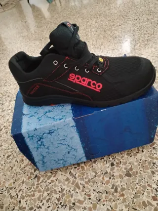 Zapatillas Sparco Trabajo Hombre Negras Rojas