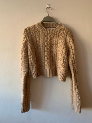 Jersey Stradivarius trenzado beige talla S