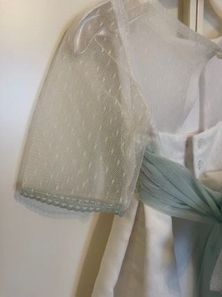 Vestido ceremonia niña Amaya blanco y verde