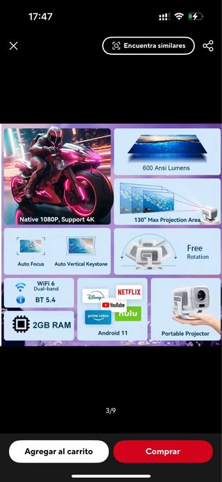 Proyector DITONG X3 Plus 2GB RAM